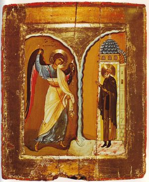 12세기 성상화인 코네의 기적 그림으로, 성 카테리나 수도원, 시나이산에서 가져왔다.