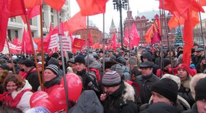 러시아 연방 공산당 회의, 마네즈나야 광장, 모스크바, 2011년 12월 18일