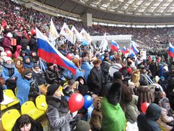 2012년 2월 23일 루즈니키 집회에서 푸틴 지지자들