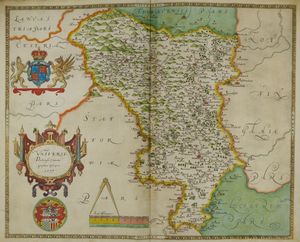 1577년 크리스토퍼 색스턴의 손으로 그린 더비셔 지도