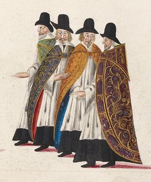 잉글랜드의 엘리자베스 1세의 장례 행렬에서 왕실 예배당의 신사들