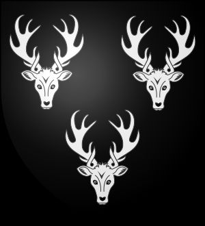 Sable three bucks' heads cabossed argent