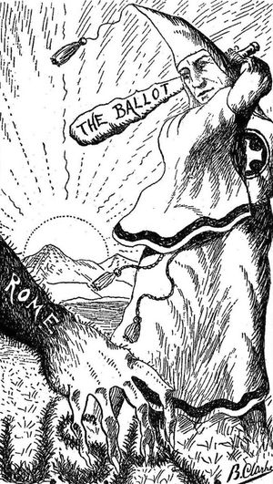 브랜포드 클라크 목사가 1928년 제파스, 뉴저지의 불의 기둥 교회에서 발행한 알마 화이트 주교의 불의 십자가 영웅에서 발췌한 그림