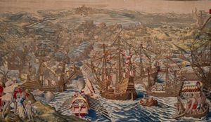 튀니스 정복을 묘사한 태피스트리의 세부 모습. 세비야 알카사르 궁전 태피스트리 룸