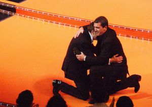 2009년 말라가 영화제에서 안토니오 반데라스와 함께한 후안 디에고.