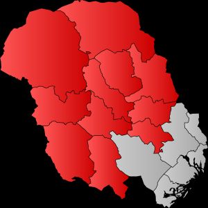 오레 텔레마르크 (전통적인 텔레마르크)가 빨간색으로 표시된 텔레마르크 주