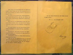 카를 1세 황제의 "퇴위 선언"