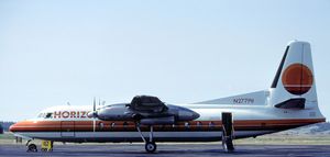 1993년 스포캔 국제공항의 호라이즌 항공 페어차일드 F-27