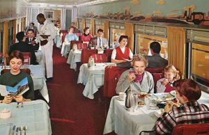 1950년대경 유니언 퍼시픽의 City of Denver의 식당차.