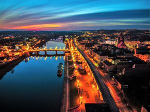 시내 중심가의 항공 사진