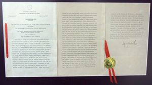 이승만 대통령이 한국 전쟁에 참전한 그리스 원정군에 수여한 대통령 표창 수여증