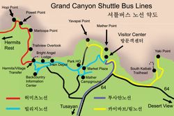 공원 내의 셔틀버스 노선도
