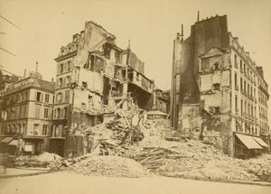 알퐁스 리에베르가 그린 바스티유 광장의 파리 코뮌 파괴, 1871년