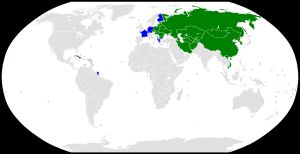 SMGS 회원국 (초록색), SMGS 옵서버 국가 (파란색)