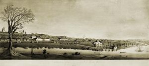 브리즈번 (모튼 베이 정착지), 1835; H. 보우먼의 수채화