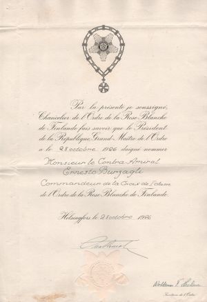 훈장의 훈장 수여증