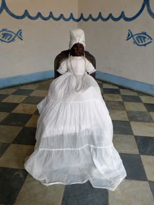 쿠바 트리니다드의 예마자(Yemaja) 오리차(oricha)에게 헌신하는 일레(예배당)의 조각상