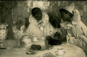 파울 횔커: 《파이프를 든 피에로》, 1900년경. 소재 불명.