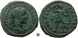 알렉산데르 세베루스의 Colonia Flavia Pacis Deultensium 동전