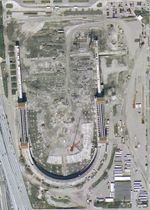 2002년 4월, 리모델링 중인 솔저 필드의 항공 사진