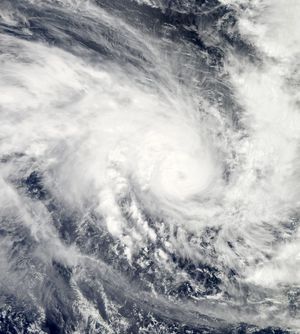 2015년 3월 11일 바누아투 에스피리투산토 섬에서 강화된 심각한 열대 저기압 팸