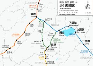 다쓰노역 부근의 노선도