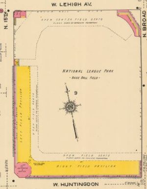 필라델피아 볼 파크 1921년 샌본 지도