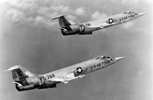 Two F-104s flying in formation
