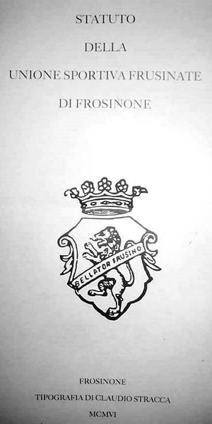 1906년, 유니오네 스포르티바 프루지나테 헌장: 사회 문장과 로마 숫자 연도(MCMVI)