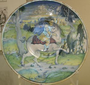 1525년 작품 "루스트로"(lustro, 반영)으로 유명한 조르조 안드레올리의 구비오 마욜리카