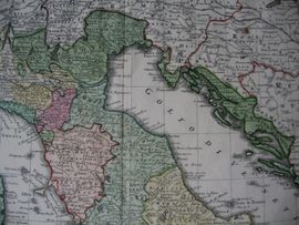 북아드리아해 지역 지도, 이탈리아 이스트라와 달마티아에 있는 베네치아 공화국의 영토 (18세기 중반)