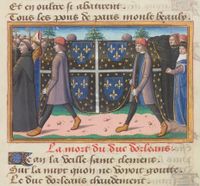 루이의 장례식. 샤를 7세의 비길르에서 발췌한 삽화.