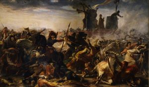 아모스 카시올리 (1860)가 그린 레냐노 전투 당시 카로치오 방어