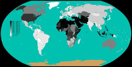 세계 남성 할례·포경수술 비율 (2015년)