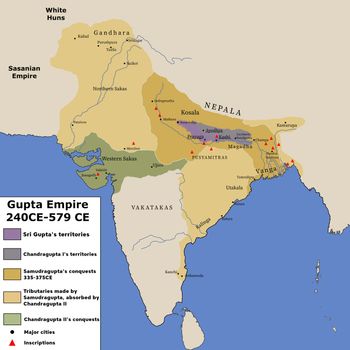굽타 영토의 변천, 인접한 정체들과 함께
