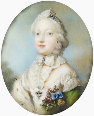 에나멜 초상화로 그려진 루이즈. 왕세자 시절의 모습이며, 윌리엄 에섹스가 1846년에 제작 (로열 컬렉션).