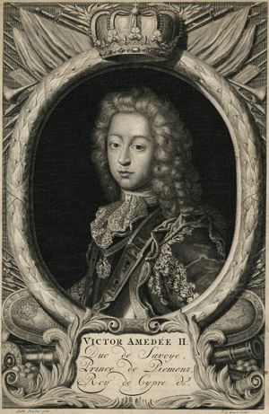 피터 스테번스 반 건스트가 L. 부르딘의 그림을 바탕으로 조각한, 사보이 공작 비토리오 아메데오 2세의 초상, 18세기 초 조각