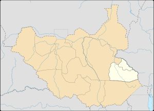 그레이터 피보르 행정 구역(강조 표시)은 2014년 정부와 대부분 무르레 반군인 코브라 파벌 간의 평화 협정의 일부로 만들어졌다.