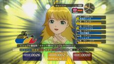 오디션 중인 미키의 예시. 플레이어는 심사위원에게 어필하기 위해 각 이미지 범주에서 점수를 얻어야 하며, 심사위원의 관심도는 왼쪽에 표시됩니다.