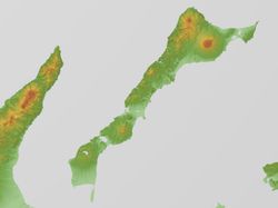 쿠나시르섬의 지형도