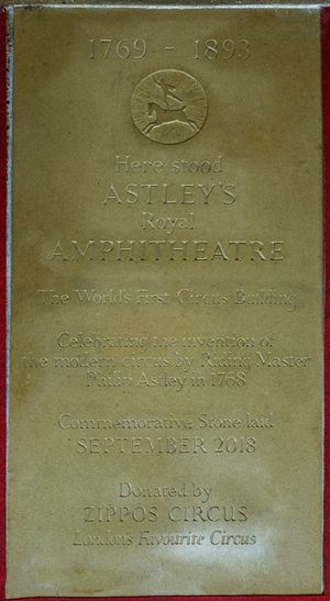 램버스 세인트 토마스 병원 정원에 있는 애슬리 원형 경기장 판석.