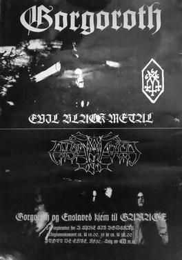 노르웨이 베르겐에서 열린 고르고로스 콘서트 포스터(1994년 9월 24일), 엔슬레이브드와 함께