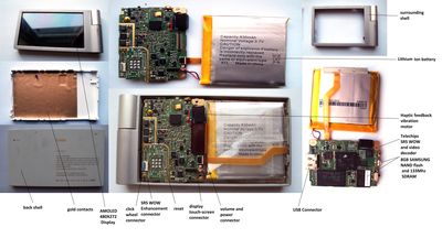 아이리버 SPINN 휴대용 미디어 플레이어는 삼성 저장 장치와 텔레칩스 프로세서를 특징으로 한다. 또한 탐색을 위해 터치 스크린과 클릭 휠 메커니즘을 모두 갖추고 있다. SPINN은 사용자 입력을 통해 진동하는 햅틱 기술을 구현한다. 추가 하드웨어 기능으로 MPEG-4 Part 2 형식을 디코딩하고 SRS WOW를 사용하여 오디오를 재생할 수 있다.