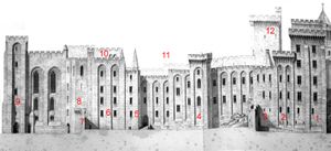 교황 궁전과 그 탑 – 동쪽에서 바라본 모습