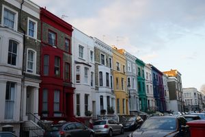 Image showing colorful houses on Lancaster road in Notting Hill, London.