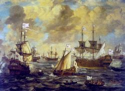 리베 피터스즈 베르쉬위에르의 1684년 작품, 브란덴부르크 해군, 공해에서.