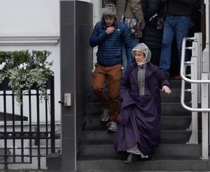 본작을 촬영 중인 우나 스텁스(허드슨 부인 역). 2015년 2월 촬영.