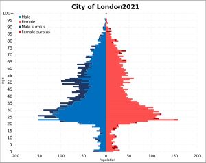 2021년 시티오브런던의 인구 피라미드