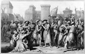 황제 막시밀리안 1세가 1836년 쿠프슈타인에 입성하는 그림