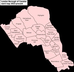 2022년 이후 캠던의 선거구를 보여주는 지도